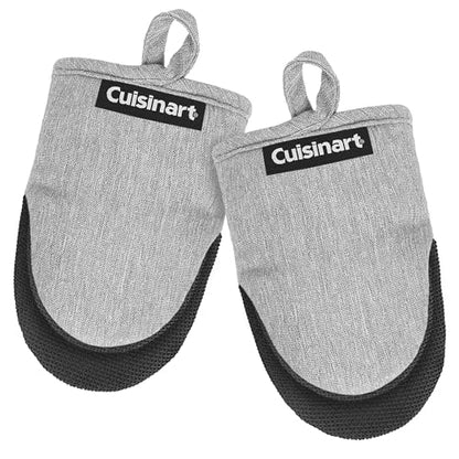 Cuisinart Mini Oven Mitts, 2-Pack, Neoprene Grip, Heat Resistant 350F | Cotton-lined, non-slip neoprene palm, ambidextrous design, ideal for smaller hands and everyday cooking - color: Light Gray
