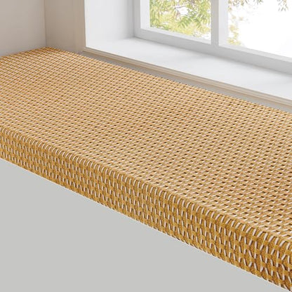 Custom Window Bench Seat Cushion Heavy Wicker Weaving Texture Customized Bay Window Sill Seating Foam Cushions for Indoor Furniture, Mudroom Entryway, Reading Kitchen Breakfast Nook, Non Slip Bottom