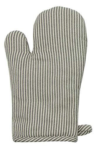 Cotton Oven Mitts and Pot Holders Set, Grey Stripes, Set of 3 | Quilted Oven Mitts Heat Resistant, Pot Holders and Oven Mitts For Kitchen