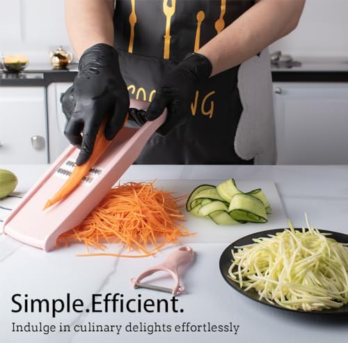 NACOLUS Mandoline Slicer for Kitchen Slicer Vegetable Cutter 5 In 1 Veggie Slicer Potato Slicer waffle fry cutter Hot Swap Mandolin with Peeler for Vegetables Carrot Shredder Cucumber Slicer - Pink | slicer vegetable cutter,hot-swap self-storage,efficient