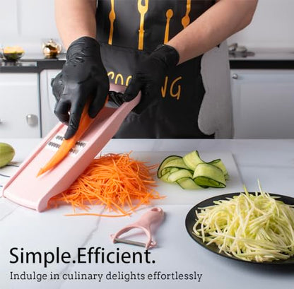 NACOLUS Mandoline Slicer for Kitchen Slicer Vegetable Cutter 5 In 1 Veggie Slicer Potato Slicer waffle fry cutter Hot Swap Mandolin with Peeler for Vegetables Carrot Shredder Cucumber Slicer - Pink | slicer vegetable cutter,hot-swap self-storage,efficient
