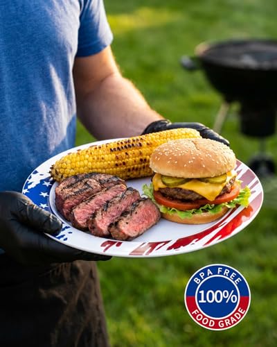 350 Piece 4th of July Red Blue Plastic Dinnerware Set | Disposable Dinnerware Includes: 100 Plates, 50 Pre Rolled Napkins with Silverware, 50 Cups - color: Blue, style: 350 Piece (50 guests)
