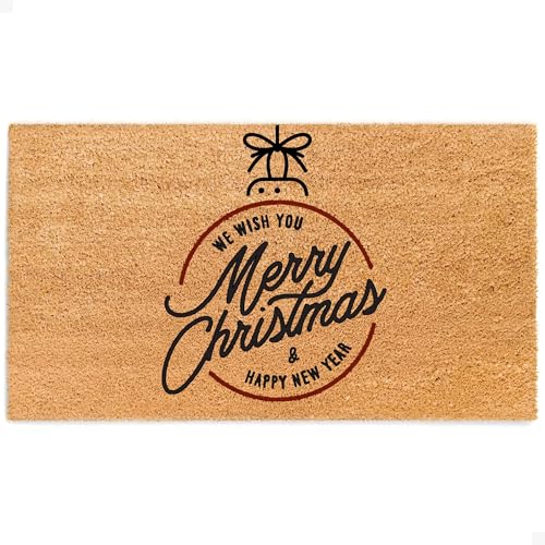 Christmas Door Mat - Welcome Mat for Front Door with Non-Slip Backing - Durable Doormat - Perfect for Outside Entrance Matt - Outdoor/Indoor - w/Decoration - 17" x 30" - color: Christmas W/ Decoration