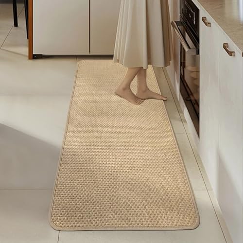 Jute Fornt Door Mat 17x47Inch,Non Slip Rubber Backing Kitchen Rugs and Mats, Absorbent Rnner Rugs for Kitchen,Front of Sink,Kitchen Mats for Floor Home Decor - color: Flower5, size: 1'4" x 3'11" (Square)