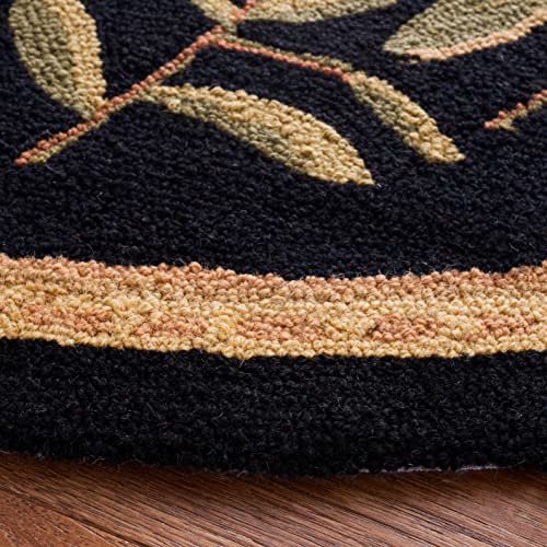 SAFAVIEH Chelsea Collection 3' Round Black HK210B Hand-Hooked French Country Wool Area Rug - color: Black, size: 3' (Round)