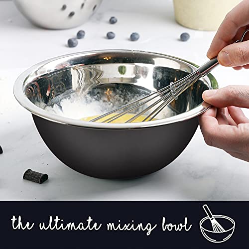 Stainless Steel Mixing Bowls Set, 5-Piece Meal Prep & Food Storage | .75, 1.5, 3, 4 & 5 Quart Metal Mixing Bowls Set for Prep, Serving, Baking & Food Storage, Ecofriendly, Dishwasher Safe, Black - color: Black