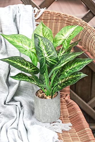 Der Rose 2 Pack 16" Fake Plants Artificial Monstera for Home Decor | Medium potted faux plants with taro and monstera leaves,easy to shape，desk shelf countertop and home accent