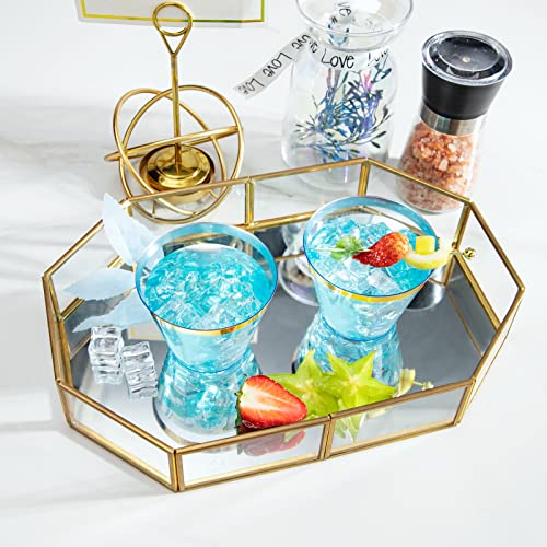 MirthMood 150PCS Blue Plastic Cups,9oz Clear Disposable Cups with Gold Rim | Old Fashioned Tumblers Gold Rimmed Plastic Cups for Any occasion: Weddings, Parties, Business Events - color: Blue