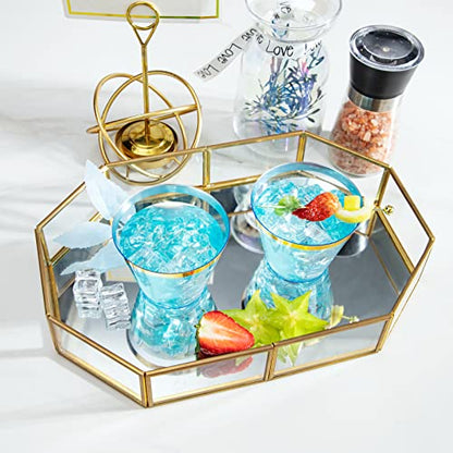 MirthMood 150PCS Blue Plastic Cups,9oz Clear Disposable Cups with Gold Rim | Old Fashioned Tumblers Gold Rimmed Plastic Cups for Any occasion: Weddings, Parties, Business Events - color: Blue