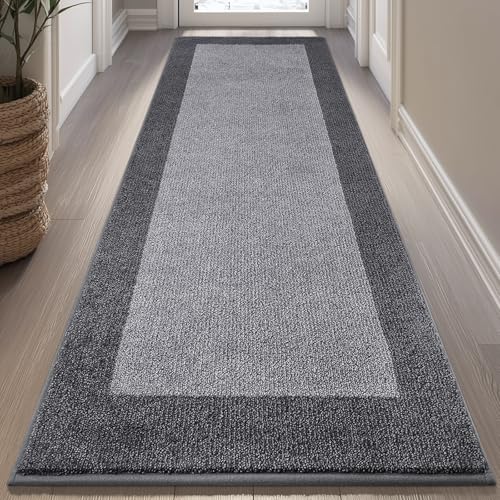 Runner Rug 32" x 72", Kitchen Rug for Hallway, Door, Roll Packing | Non Slip, Machine Washable, Absorbent, Quick Drying, for Entryway, Bedroom, Bathroom - color: Grey, size: 32" X 72"