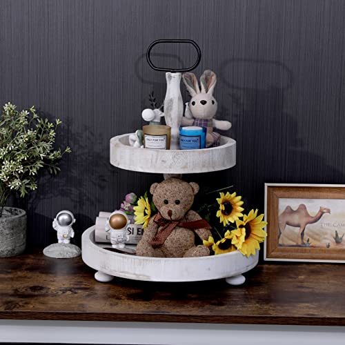 2 Tier Tray Cake Stand Farmhouse Kitchen Decor Centerpiece,Serving Tray Coffee Bar