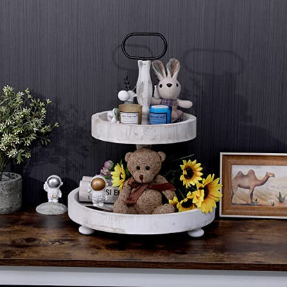 2 Tier Tray Cake Stand Farmhouse Kitchen Decor Centerpiece,Serving Tray Coffee Bar