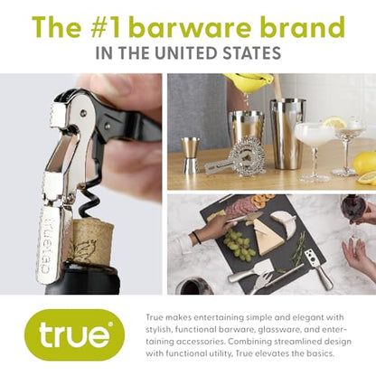 True 3-Piece Barware Set for Mixed Drinks and Cold Brew Cocktails, Includes Cocktail Shaker Tin, Cocktail Mixing Glass with 7 Printed Recipes, and Hawthorne Strainer, Home Bar Tools, Bartender Gifts - size: 3-Piece