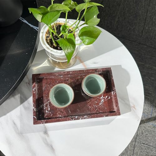 Natural Red Marble Vanity Tray, 9.8"x5.9" | Rosso Levanto, Genuine Marble Tray for Bathroom/Kitchen/Dresser - color: Marble Tray- Rosso