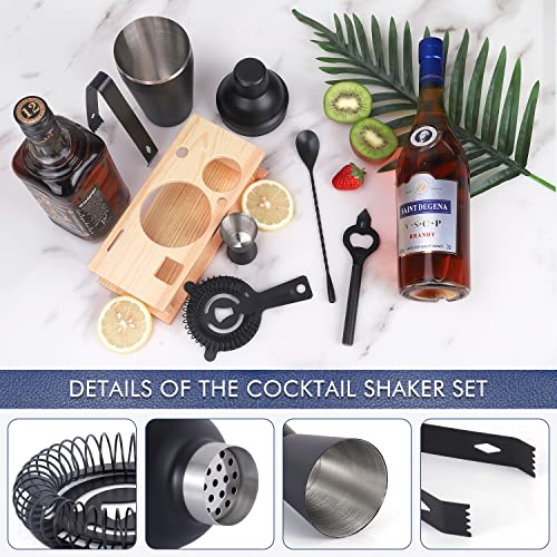 JNWINOG Cocktail Shaker Set Stainless Steel Bartending Kit 18.6oz Cocktail Bar Set Cocktail Mix Drink Making Kit Professional Bar and Home Drink Bar Tools for Bartender (Matte Black, 7Pcs) - color: Matte Black, size: 7Pcs