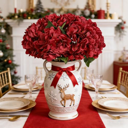 Kimura's Cabin 6Pcs Hydrangea Artificial Flowers Silk Hydrangeas,Dark Red | Faux Hydrangea Flowers with Stems Fake Flowers ,Wedding Bouquets Arrangement,Home Table Centerpieces,Baby Shower Party Decor - color: Dark Red