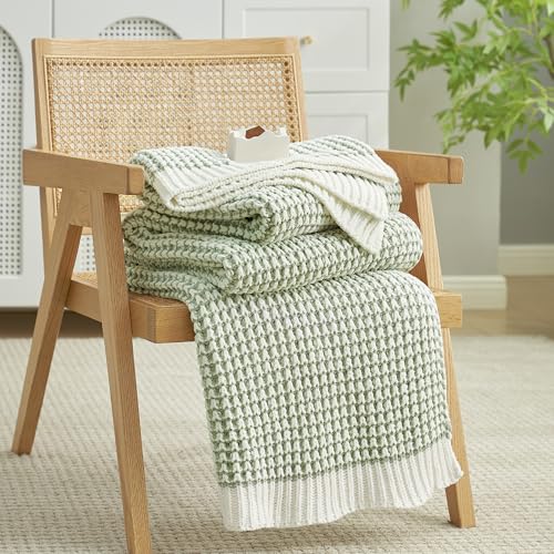 Knit Throw Blanket, Soft Chenille Cozy Breathable Pineapple Chunky Decorative Blanket for Couch, Bed & Sofa, French-Inspired Lightweight Warm Gift for Women, Sage Green, 50"x60" - color: Pineapple Sage Green&ivory, size: Pineapple Knit 50"x60"