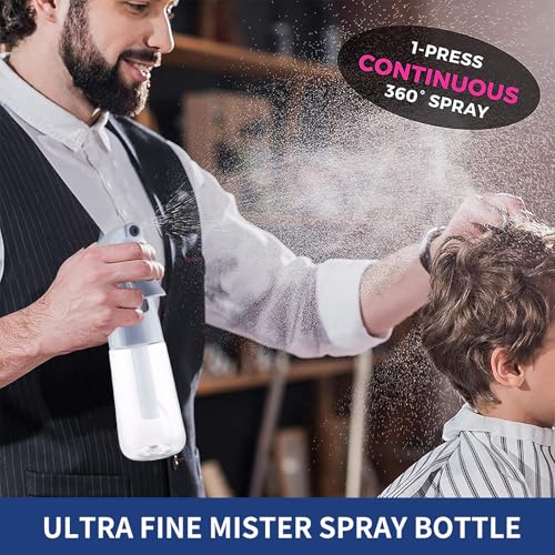 TANSHINE Continuous Spray Bottle for Hair,Ultra Fine Mist Water Hair Spray Bottles,Mister Spray Bottle,Refillable Plastic Sprayer for Hairstyling,Cleaning,Alcohol,Plants,Salons,6.8oz/200ml,Dusty Blue - color: Blue