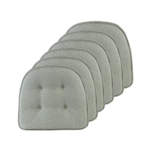 Non-Slip Chair Cushions, Assembled in USA, U-Shaped Skid-Proof Seat Pads for Dining Room, Kitchen, Office, 15"x16" - color: Solid Spa Green, size: 6 Pack