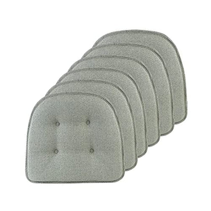 Non-Slip Chair Cushions, Assembled in USA, U-Shaped Skid-Proof Seat Pads for Dining Room, Kitchen, Office, 15"x16" - color: Solid Spa Green, size: 6 Pack