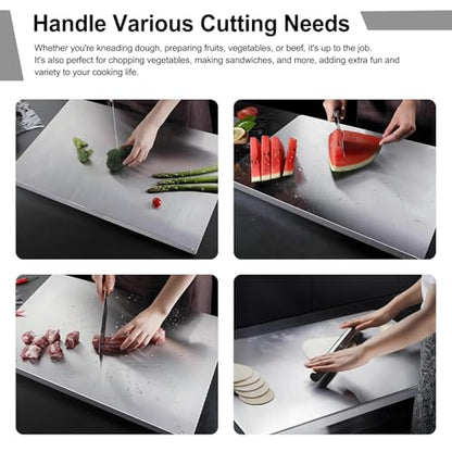304 Stainless Steel Cutting Board – Stainless Steel Kitchen Chopping Boards Non-Slip, Dishwasher Safe – Ideal for Meat, Vegetables, Fruits, Bread & Baking – Commercial & Home Use (23.6 * 19.6in) - size: 23.6"L x 19.6"W