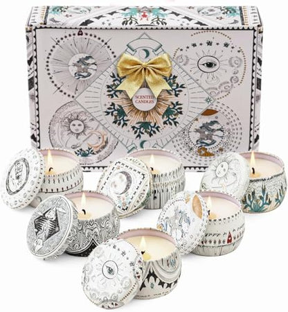 Candle Set for Women Gift, Scented Candles, 6 Pack Large Natural Soy Wax Candles in Tins, Stress Relief Gifts for Women, Aromatherapy Candle, 5.7oz Each, 30-35 Hr Burn, Ideal Gifts for Mom Birthday - size: Large 6-Candle Set (Boho)