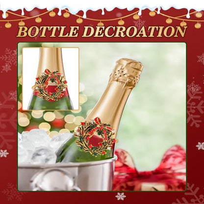 KPOSIYA 16pcs Christmas Wreath Napkin Rings Set of 8 and 8 Christmas Napkins Cloth, Napkins holdes for Dinning Table Setting Decoration, Xmas Dinner Tables Rings for Winter Party - size: 8pcs, style: Xmax Garland & Cloth