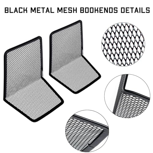 LRZCGB Metal Mesh Bookends Desktop Stand Book Holder Bookshelf Decoration for Office Library School