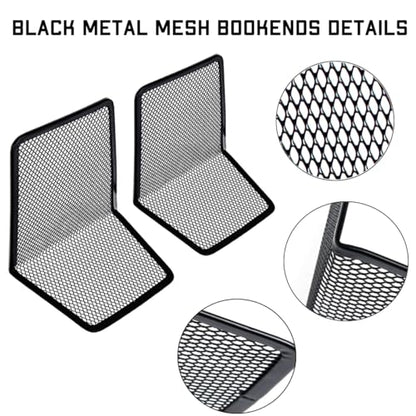 LRZCGB Metal Mesh Bookends Desktop Stand Book Holder Bookshelf Decoration for Office Library School