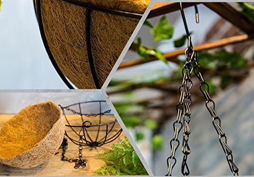 Kingbuy 12" Metal Hanging Basket for Herbs & Flowers – 6" Depth Rust-Resistant Wire with Coconut Liner & Adjustable Chains for Kitchen Window, Balcony & Garden - 2 Pack - size: 12 Inch, style: 2 Pack