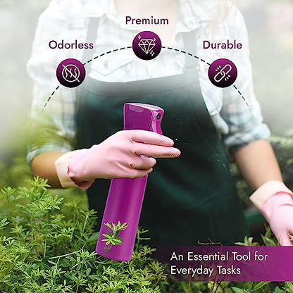 VIGOR PATH Continuous Mist Purple Spray Bottle 300ml Fine Mist for Hair | Ultra Fine Atomizer Leak Proof Ergonomic Construction 360 Refillable - color: Light Purple - 10oz