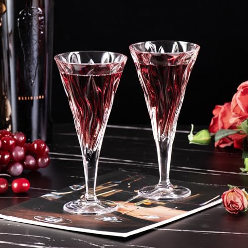 KAMMAK Crystal Red Wine Glasses Set of 2, 7.8 oz Stemmed Glasses, 784N | Hand Blown, Bordeaux Wine Glasses, Thin Rim & Long Stem, Red & White, Daily Use, Wedding or Birthday Gift for Women - size: 7KPSP784N