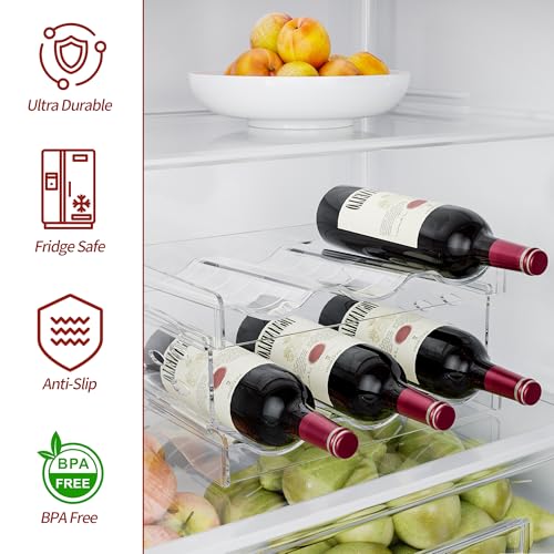 EZ COZY Wine Rack, 2 Tier Water Bottle Organizer for Cabinet (6 Bottles) | Clear Freestanding Wine Bottle Holder for Cabinet, Fridge, Pantry, Wine Rack for Inside Cabinet, Refrigerator, Countertop - size: 2 Tiers for 6 Bottles