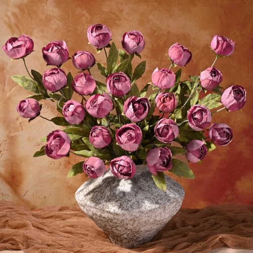 6 Pcs Faux Peonies Artificial Flowers for Vase, 27"- Warm Pink | Fake Silk Peonies Flowers for Wedding, Vase Filler Flowers for DIY Bouquets Centerpieces Bridal Shower Office Decor - color: Warm Pink, size: 6Pcs