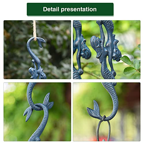 Sungmor Cast Iron Plant Hangers, 2PC Mermaid & 11 Inch Length, Large S Hooks for Hanging Plants, Ceiling Extender Hooks for Hanging Flower Basket, Planter, Macrame Plant Holder, Lantern, Windchime | Large S Hooks for Hanging Plants, Ceiling Extender Hooks