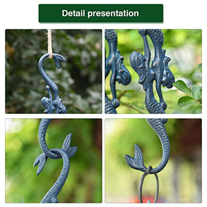Sungmor Cast Iron Plant Hangers, 2PC Mermaid & 11 Inch Length, Large S Hooks for Hanging Plants, Ceiling Extender Hooks for Hanging Flower Basket, Planter, Macrame Plant Holder, Lantern, Windchime | Large S Hooks for Hanging Plants, Ceiling Extender Hooks