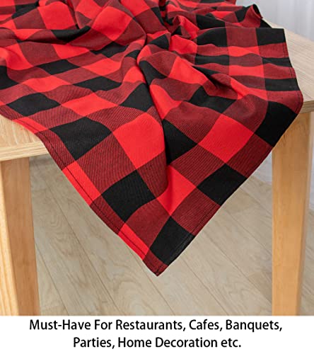 ShinyBeauty Checked Tablecloth Rectangle 54x80-Inch Red and Black Buffalo Plaid Tablecloths Washable Cotton Table Cover Gingham Tablecloth for Dining Rustic Lattice Table Cloth Farmhouse Linen - color: Black & Red, size: 80" x 54" (Rectangular)