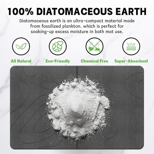 30 * 20 Stone Bath Mat Extra Large Diatomaceous Earth Non-Slip Shower Mat Quick Drying Diatomite Bath Stone Mats for Bathroom - color: Grey Wave-32*20