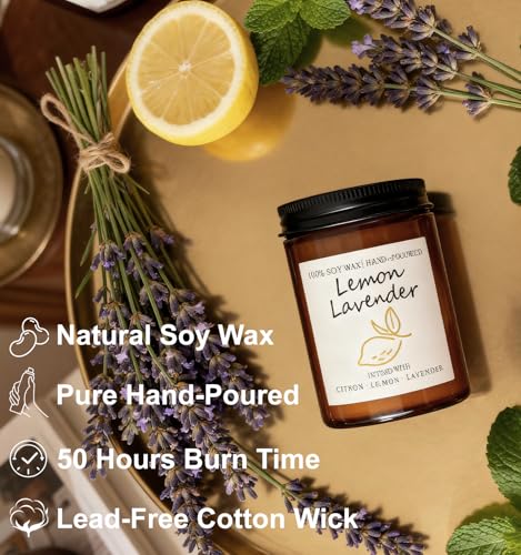 Scented Candle Gift Set, 4 Pack 25oz Soy Wax Candles, Long Lasting Aromatherapy Candles for Home Fragrance, Ideal Gift for Women and Men – Eucalyptus Mint, Lemon Lavender, Musk Vetiver, Sage Citrus