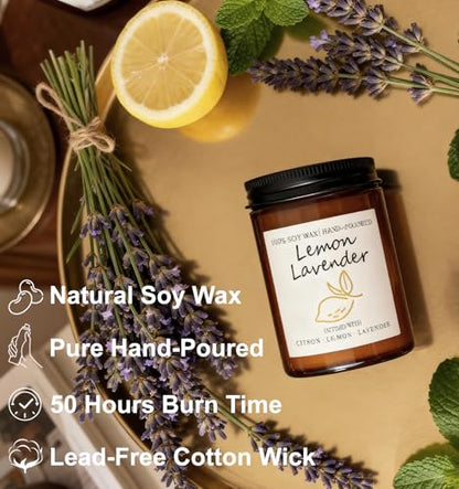 Scented Candle Gift Set, 4 Pack 25oz Soy Wax Candles, Long Lasting Aromatherapy Candles for Home Fragrance, Ideal Gift for Women and Men – Eucalyptus Mint, Lemon Lavender, Musk Vetiver, Sage Citrus
