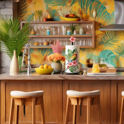 Tropical Parrot Paper Towel Holder Summer Hawaiian Tropical Birds Kitchen Bathroom Decor Napkin Holder with Round Base Rio Luau Party Decoration for Tiki Bar Countertop Toilet Home Accessories - style: Parrot