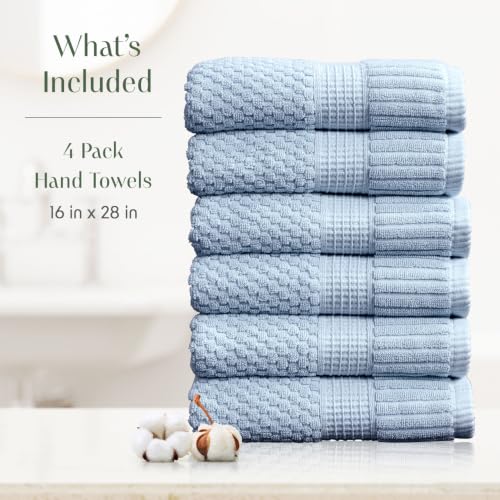 6 Pack 100% Cotton Hand Towels | Blue Towels | Oeko‑TEX Standard 100 | Soft & Absorbent, Quick‑Dry | Trinity Collection - Chambray Blue - color: Chambray Blue, size: Hand Towels (6 Pack)