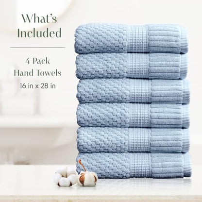 6 Pack 100% Cotton Hand Towels | Blue Towels | Oeko‑TEX Standard 100 | Soft & Absorbent, Quick‑Dry | Trinity Collection - Chambray Blue - color: Chambray Blue, size: Hand Towels (6 Pack)