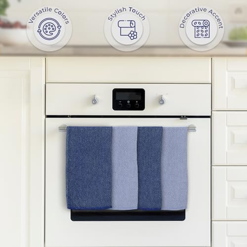Ossano Extra Soft Kitchen Hand Towels - 4 Pack, (20" x 30") - Large & Cozy - Versatile as, Turkish Dish Towels, Large Kitchen Towels, Dish Towel for Drying, Bathroom Hand Towels, Denim and Dark Blue - color: Denim and Dark Blue