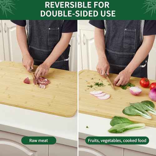 GAOMON Extra Large Bamboo Cutting Board for Kitchen, 30 x 20 Inch Wooden Chopping Board, Stove Top Cover Wood Butcher Block with Juice Groove for Meat Turkey Carving Charcuteries, 0.8" Th - size: 30.1"L x 20"W