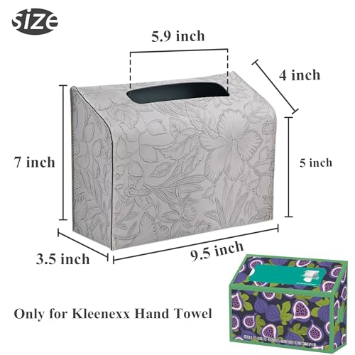 Leather Cover for Disposable Paper Hand Towel Box, Compatible with Kleenex Paper Hand Towel(1-Carved Grey) - color: 1-carved Grey