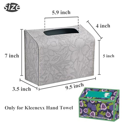 Leather Cover for Disposable Paper Hand Towel Box, Compatible with Kleenex Paper Hand Towel(1-Carved Grey) - color: 1-carved Grey