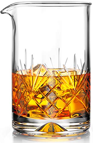 Mofado. Crystal Cocktail Mixing Glass/Premium Cocktail Shaker 18oz(540ml) - Solid and Stable Thick Bottom/Professional Quality Bartender Tool for Stirring Cocktails - Gift for Christmas, Birthday
