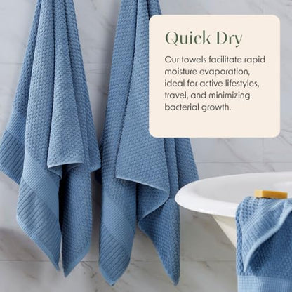 100% Cotton 6 Piece Bath Towel Set | Blue Towels | Oeko‑TEX Standard 100 | Soft & Absorbent, Quick‑Dry | Trinity Collection - Blue Shadow - color: Blue Shadow, size: 6 Piece Set