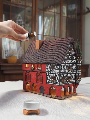 Ceramic Art Tealight Candle Holder Room Decoration Handcrafted Collectible Miniature Aroma Light House Town Hall in Fulda, Germany C330